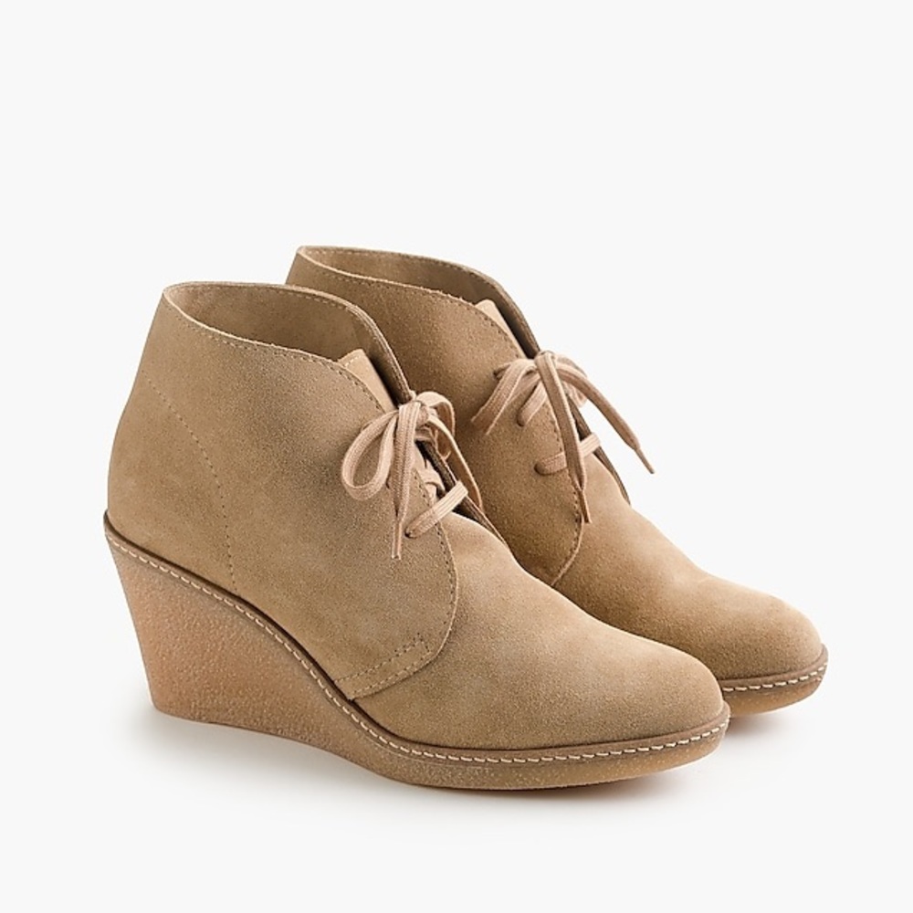 J CREW MacALISTER WEDGE‎ BOOTS IN FLAX